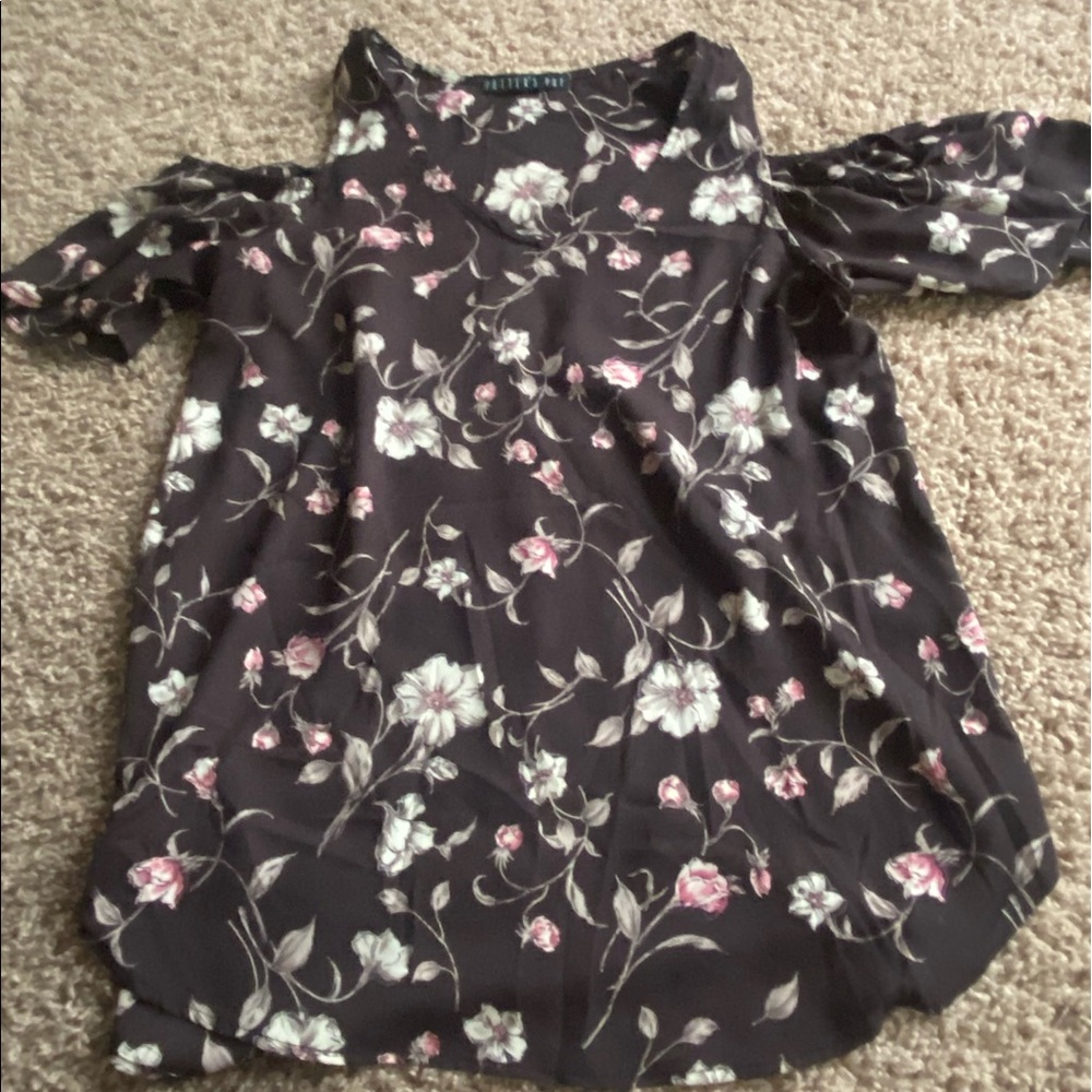 Potters Barn -  Cold Shoulder Silky Blouse